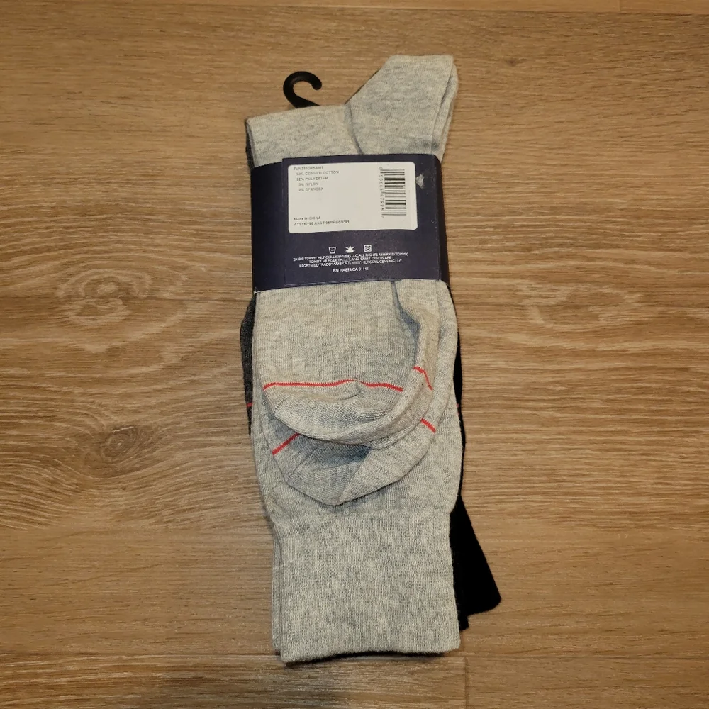 Tommy Hilfiger Dress Socks Men's Shoe Size 7-12 4 Pairs New Black Blue Grey New